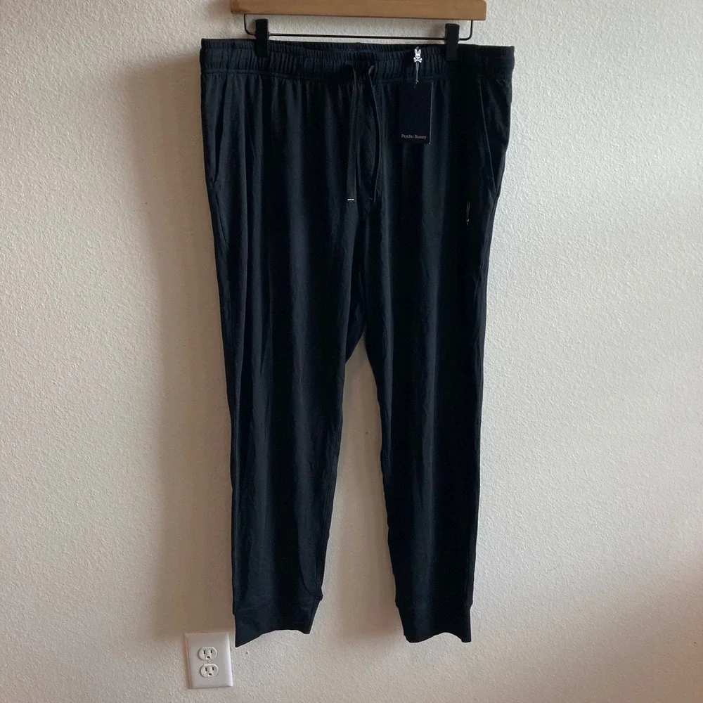 Psycho Bunny Pajama Pants Mens XL Black Pima Cotton Modal Blend Logo Sweatpants - Picture 6 of 12